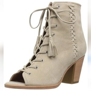 Frye Dani Whipstitch Lace Up Peep Toe Bootie NIB